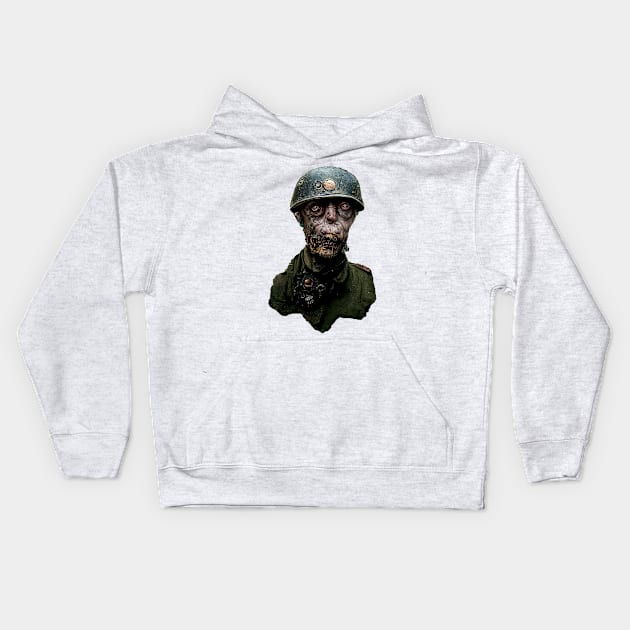 Zombie Nazi Head, WW2 zombie soldier Kids Hoodie by rolphenstien